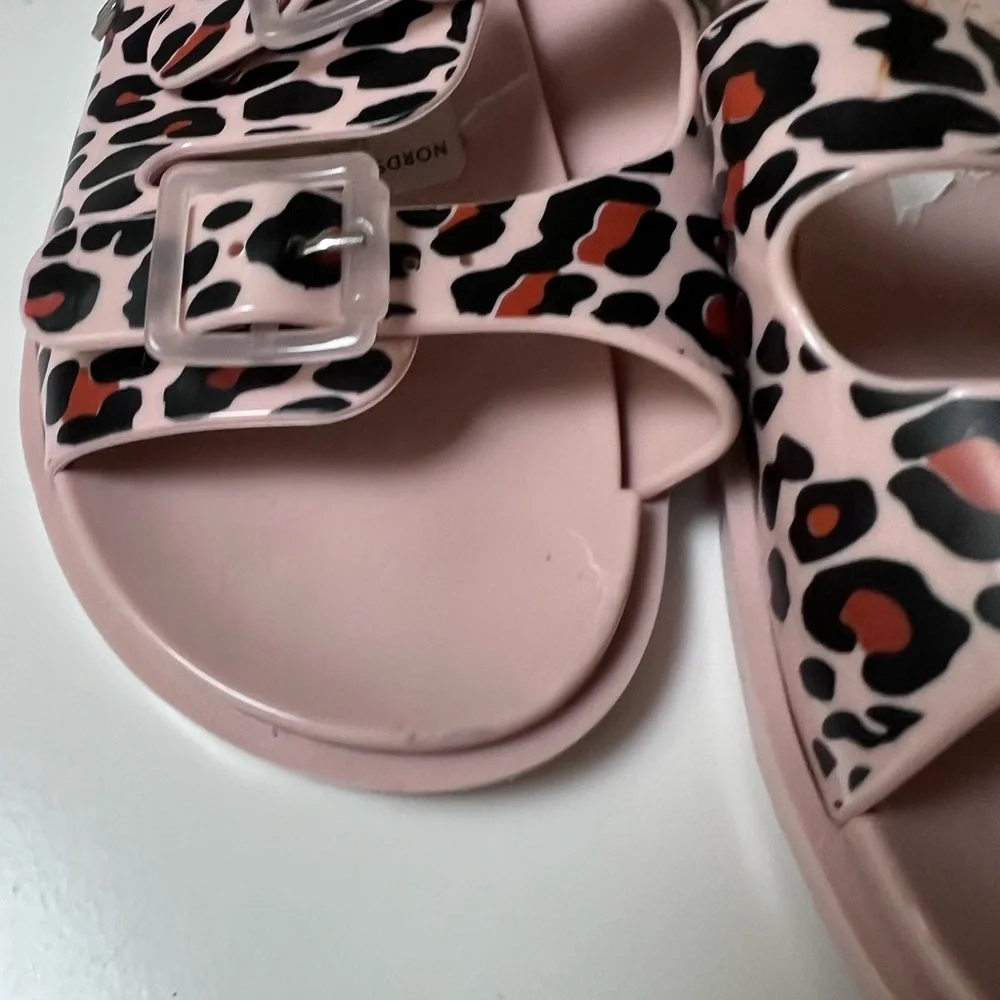 Mini Melissa Pink Leopard Slides Girls‎ Size 1 NWT